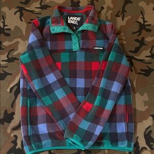 Lands' End Men's Plaid Fleece Sweater - Multicolor